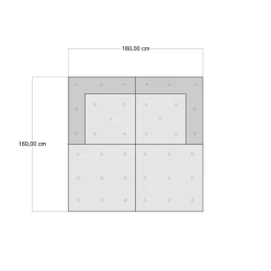 Yara high divano 2 posti composizione 10 rivestimento cotone 100% patchwork blu 160x80xh60 cm