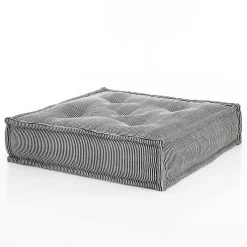Yara lines pouf quadrato rivestimento cotone bianco dimensioni l80 p80 h20 cm (h35 con bancale)
