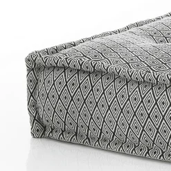 Yara optical pouf quadrato rivestimento cotone bianco dimensioni l80 p80 h20 cm (h35 con bancale)