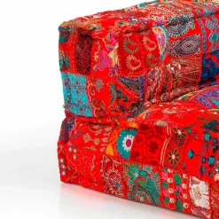 Yara red pach elemento angolare rivestimento cotone 100% patchwork rosso 80x80xh40 cm