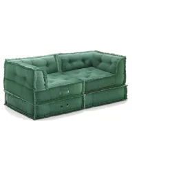 Yara waffle green divano 2 posti rivestimento cotone nido d'ape verde dimensioni l160 p80 h60 cm