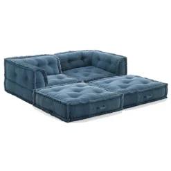 Yara waffle grey divano 2 posti rivestimento cotone nido d'ape grigio dimensioni l160 p80 h60 cm