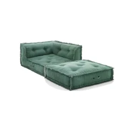 Yara waffle grey poltrona chaise longue rivestimento cotone nido d'ape grigio dimensioni l80 p80 h60 cm