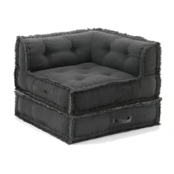 Yara waffle grey poltrona chaise longue rivestimento cotone nido d'ape grigio dimensioni l80 p80 h60 cm