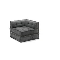 Yara waffle grey poltrona chaise longue rivestimento cotone nido d'ape grigio dimensioni l80 p80 h60 cm