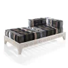 Yara wood chaise longue legno massello bianco avorio opaco tessuto effetto lana non sfoderabile cm 167x86x60