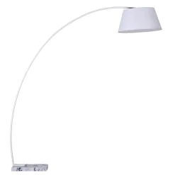 Yet lampada da terra in metallo avorio con base in marmo bianco e paralume in stoffa bianca 160x50 h205 cm