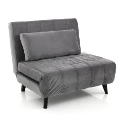 Yole grey poltrona / letto microfibra effetto velluto grigio cm l100 p60 h40 letto cm l100 p190 h27